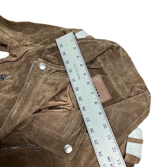 Blank NYC Women’s XS Brown Suede Leather Button Zip Moto Jacket NWT Spring - Picture 5 of 9